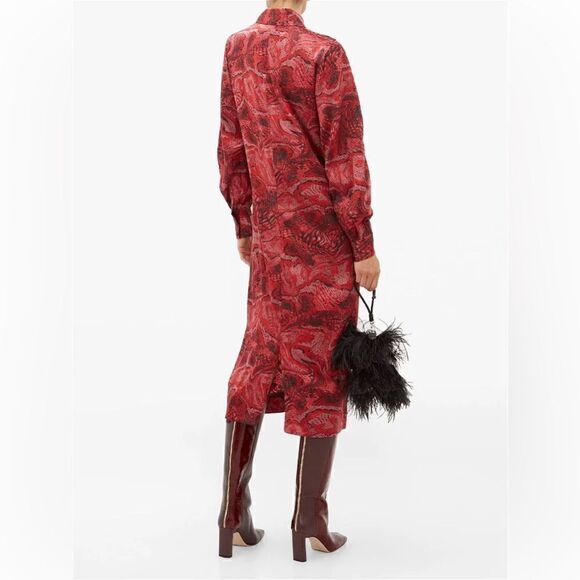 GANNI Snake-Print Silk-Blend Satin Midi Dress - Picture 2 of 10